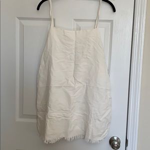 White Frayed Tank Shift Dress